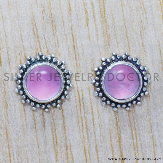 Rose Quartz 925 Sterling Silver Earrings (SJWES-201) Rose Quartz 925 Sterling Silver Earrings (SJWES-201)