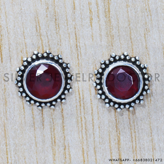 Ruby 925 Sterling Silver Earrings (SJWES-206) Ruby 925 Sterling Silver Earrings (SJWES-206)