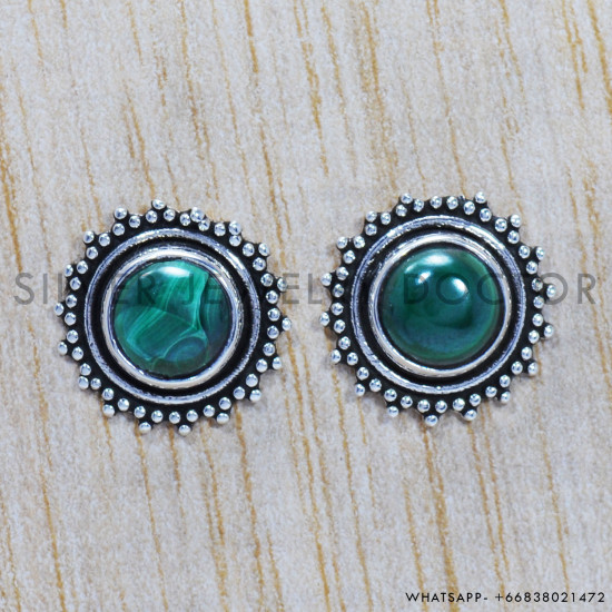 Malachite 925 Sterling Silver Earrings (SJWES-208) Malachite 925 Sterling Silver Earrings (SJWES-208)