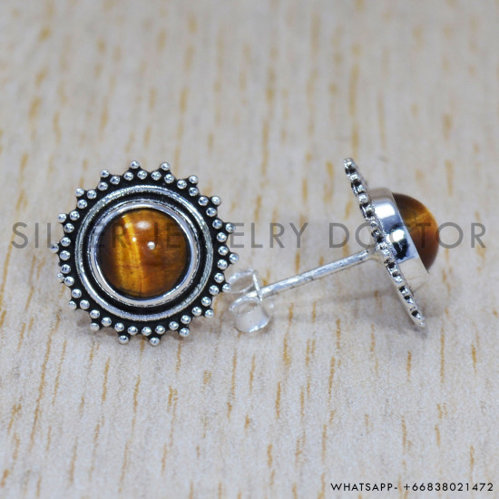 Tiger Eye 925 Sterling Silver Earrings (SJWES-209) Tiger Eye 925 Sterling Silver Earrings (SJWES-209)