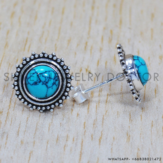 Turquoise 925 Sterling Silver Earrings (SJWES-210) Turquoise 925 Sterling Silver Earrings (SJWES-210)