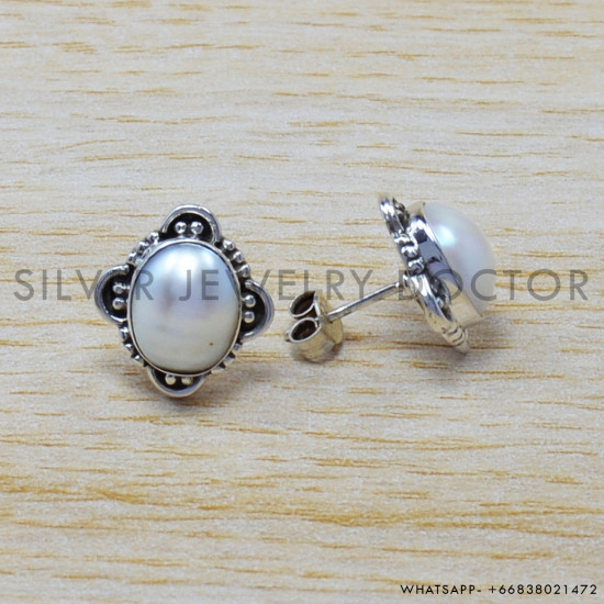 Pearl 925 Sterling Silver Stud Earrings (SJWES-22) Pearl 925 Sterling Silver Stud Earrings (SJWES-22)