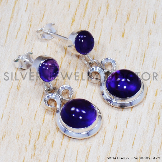 Amethyst 925 Sterling Silver Stud Earrings (SJWES-222) Amethyst 925 Sterling Silver Stud Earrings (SJWES-222)