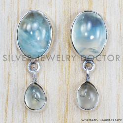Aquamarine 925 Sterling Silver Stud Earrings (SJWES-223)