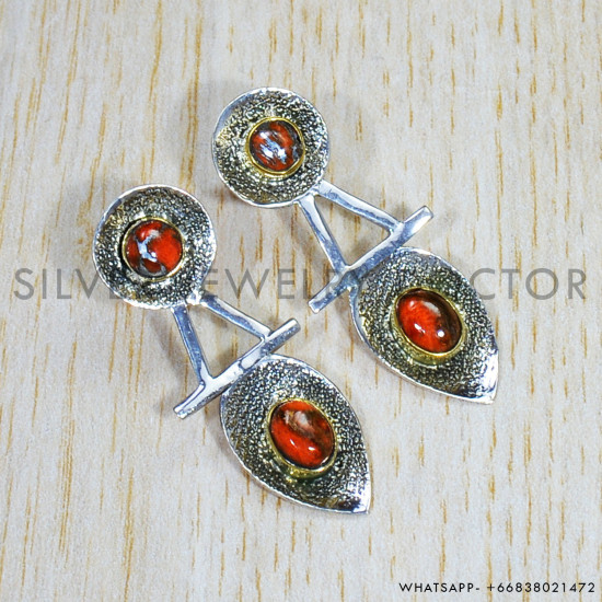 Copper Turquoise 925 Sterling Silver Earrings (SJWES-228)