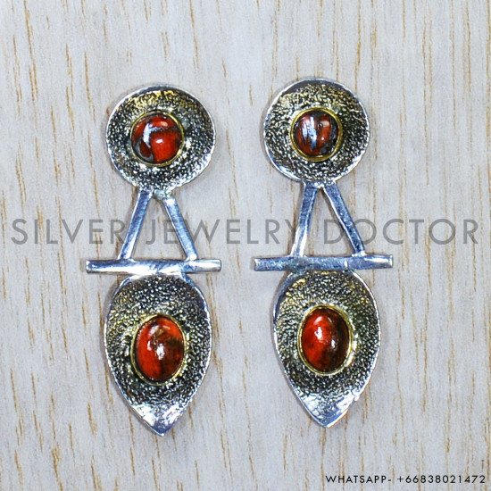 Copper Turquoise 925 Sterling Silver Earrings (SJWES-228)