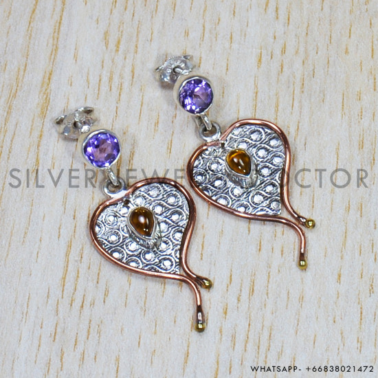 Amethyst 925 Sterling Silver Earrings (SJWES-229)
