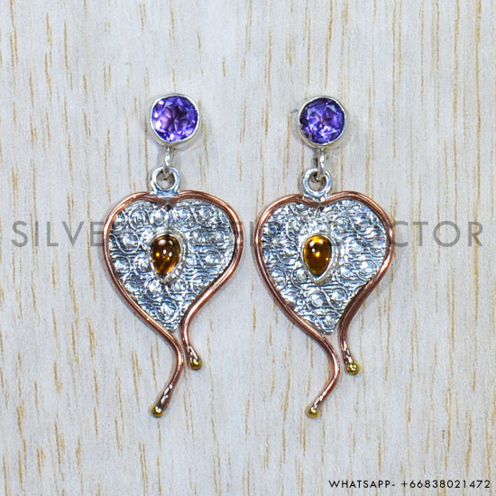 Amethyst 925 Sterling Silver Earrings (SJWES-229)