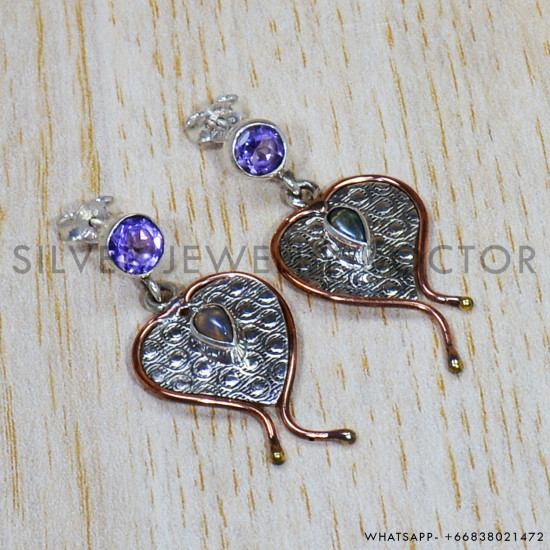 Amethyst 925 Sterling Silver Earrings (SJWES-230)