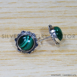 Malachite 925 Sterling Silver Stud Earrings (SJWES-238) Malachite 925 Sterling Silver Stud Earrings (SJWES-238)