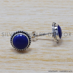 Lapis Lazuli 925 Sterling Silver Stud Earrings (SJWES-24) Lapis Lazuli 925 Sterling Silver Stud Earrings (SJWES-24)