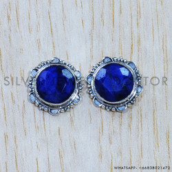 Sapphire 925 Sterling Silver Stud Earrings (SJWES-241)