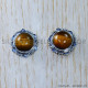 Tiger Eye 925 Sterling Silver Stud Earrings (SJWES-243)