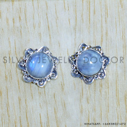 Rainbow Moonstone 925 Sterling Silver Earrings (SJWES-245)