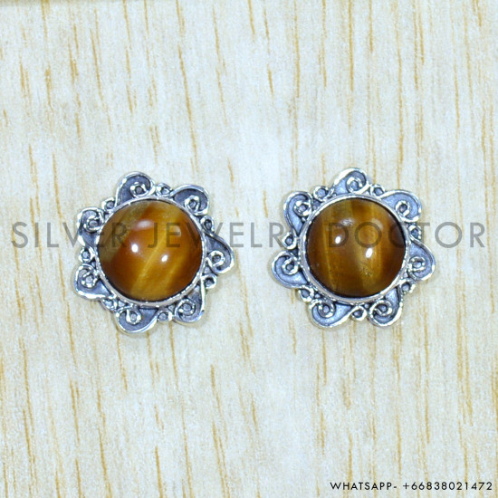 Tiger Eye 925 Sterling Silver Earrings (SJWES-247) Tiger Eye 925 Sterling Silver Earrings (SJWES-247)
