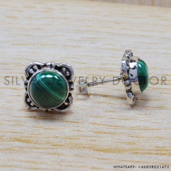 Malachite 925 Sterling Silver Stud Earrings (SJWES-25) Malachite 925 Sterling Silver Stud Earrings (SJWES-25)