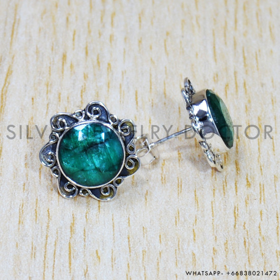 Emerald 925 Sterling Silver Earrings (SJWES-251) Emerald 925 Sterling Silver Earrings (SJWES-251)