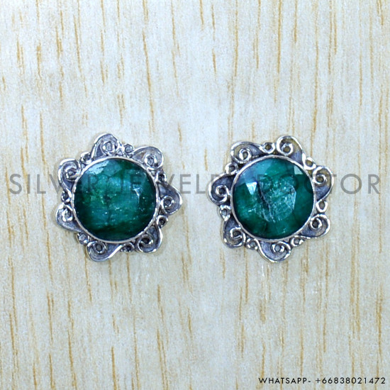 Emerald 925 Sterling Silver Earrings (SJWES-251) Emerald 925 Sterling Silver Earrings (SJWES-251)