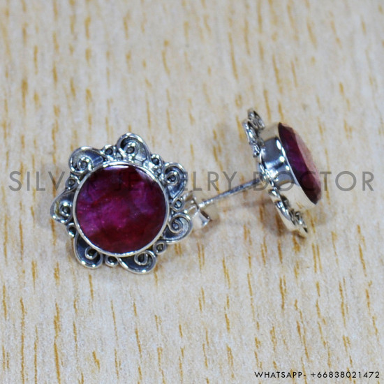 Ruby 925 Sterling Silver Earrings (SJWES-256)