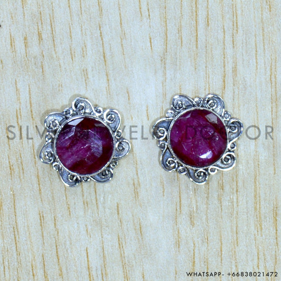 Ruby 925 Sterling Silver Earrings (SJWES-256)