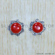 Semi Precious 925 Sterling Silver Jewelry Coral Gemstone Stud Earring SJWES-257