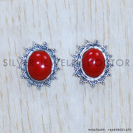Coral 925 Sterling Silver Earrings (SJWES-258) Coral 925 Sterling Silver Earrings (SJWES-258)