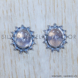 Rose Quartz 925 Sterling Silver Earrings (SJWES-261)