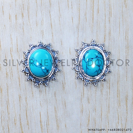 Turquoise 925 Sterling Silver Earrings (SJWES-262) Turquoise 925 Sterling Silver Earrings (SJWES-262)