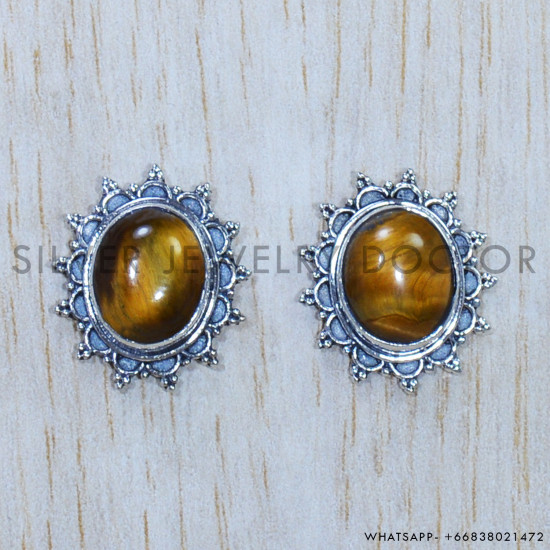 Tiger Eye 925 Sterling Silver Earrings (SJWES-265) Tiger Eye 925 Sterling Silver Earrings (SJWES-265)