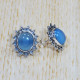 Blue Chacedony Gemstone 925 Sterling Silver Causal Wear Jewelry Stud Earring SJWES-267