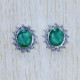 Emerald Gemstone Vintage Look Jewelry 925 Sterling Silver Stud Earring SJWES-268