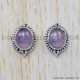 Rose Quartz 925 Sterling Silver Stud Earrings (SJWES-27)