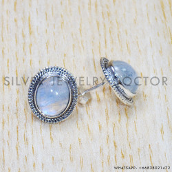Rainbow Moonstone 925 Sterling Silver Earrings (SJWES-271)