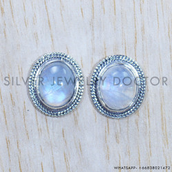 Rainbow Moonstone 925 Sterling Silver Earrings (SJWES-271)