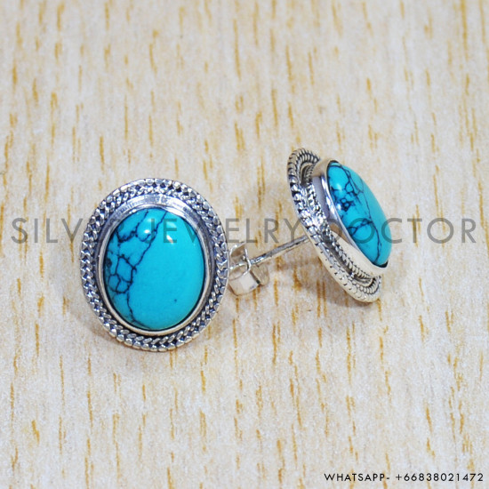 Turquoise 925 Sterling Silver Earrings (SJWES-272) Turquoise 925 Sterling Silver Earrings (SJWES-272)