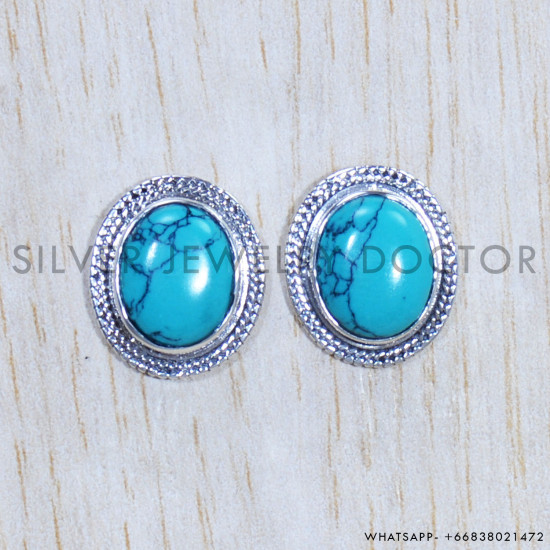 Turquoise 925 Sterling Silver Earrings (SJWES-272) Turquoise 925 Sterling Silver Earrings (SJWES-272)