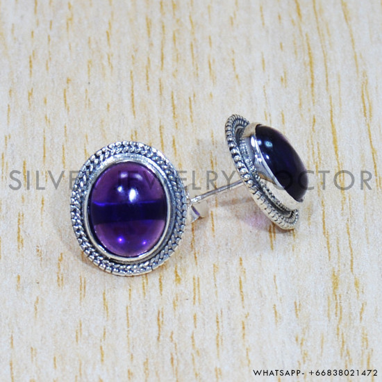 Amethyst 925 Sterling Silver Earrings (SJWES-275)