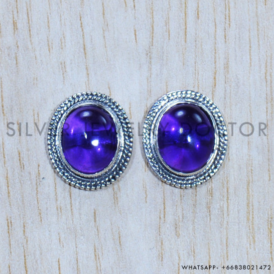 Amethyst 925 Sterling Silver Earrings (SJWES-275)