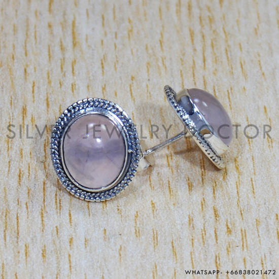 Rose Quartz 925 Sterling Silver Earrings (SJWES-280) Rose Quartz 925 Sterling Silver Earrings (SJWES-280)