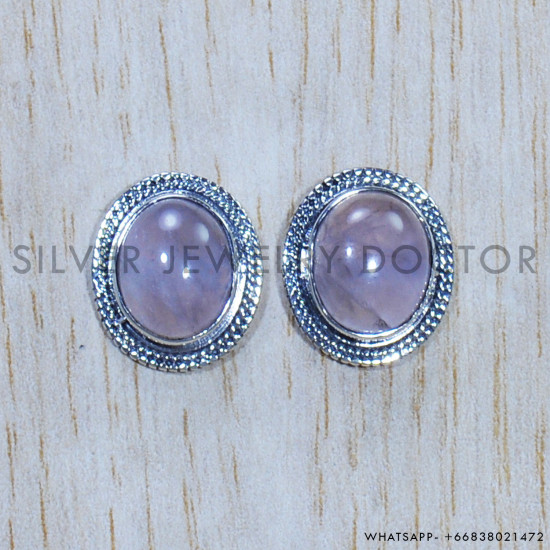 Rose Quartz 925 Sterling Silver Earrings (SJWES-280) Rose Quartz 925 Sterling Silver Earrings (SJWES-280)