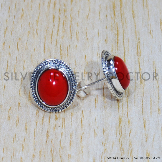 Coral 925 Sterling Silver Earrings (SJWES-282) Coral 925 Sterling Silver Earrings (SJWES-282)