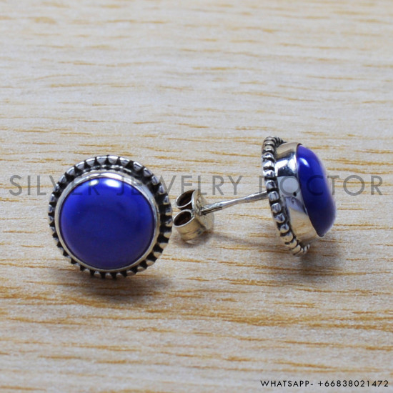 Lapis Lazuli 925 Sterling Silver Stud Earrings (SJWES-29) Lapis Lazuli 925 Sterling Silver Stud Earrings (SJWES-29)
