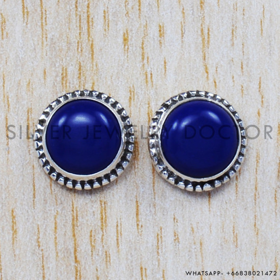 Lapis Lazuli 925 Sterling Silver Stud Earrings (SJWES-29) Lapis Lazuli 925 Sterling Silver Stud Earrings (SJWES-29)