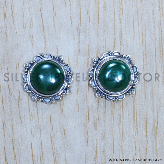 Malachite 925 Sterling Silver Earrings (SJWES-297) Malachite 925 Sterling Silver Earrings (SJWES-297)