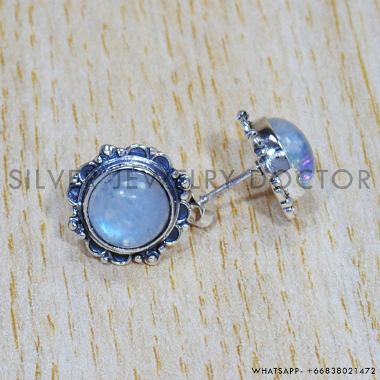 Rainbow Moonstone 925 Sterling Silver Earrings (SJWES-298) Rainbow Moonstone 925 Sterling Silver Earrings (SJWES-298)