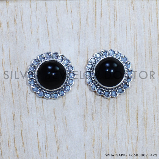 Black Onyx 925 Sterling Silver Earrings (SJWES-304) Black Onyx 925 Sterling Silver Earrings (SJWES-304)