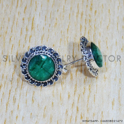 Emerald 925 Sterling Silver Earrings (SJWES-308)