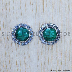 Emerald 925 Sterling Silver Earrings (SJWES-308)
