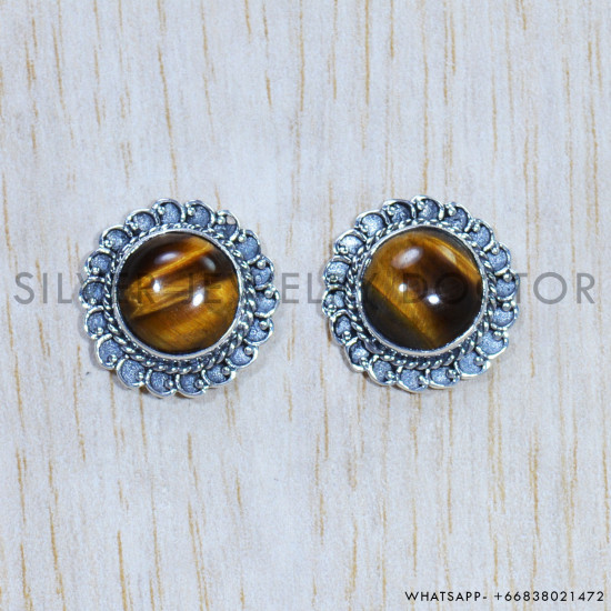 Tiger Eye 925 Sterling Silver Earrings (SJWES-313) Tiger Eye 925 Sterling Silver Earrings (SJWES-313)