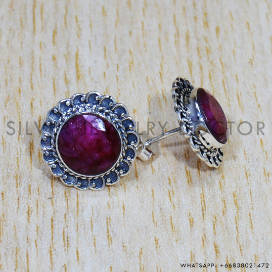 Ruby 925 Sterling Silver Earrings (SJWES-316)